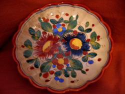Large Italian artistic floral marked wall bowl