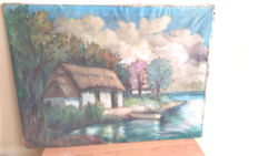 Old canvas painting ribbed (?) 80X60 cm