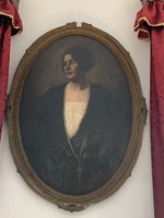 Ovális kép 1927 asszony portré 123 cm x 92 cm