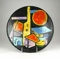 1D029 Zsuzsa Györgyey (1931-2006): city-view ceramic wall bowl 28 cm
