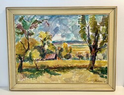 Tenkács Tibor (1913-1998) 60x80 cm EREDETI tempera festménye