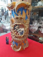 Unique, rare German, large figural solid wax decorative candle with the coat of arms of Germany Bayern. 38 Cm.