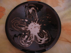 Signed floral retro ceramic wall bowl