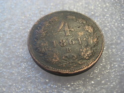 4 Krajcár b. 1861 Kremnica mine 27 mm