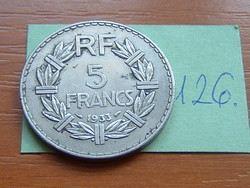 FRANCIA 5 FRANCS FRANK 1933 (a) NIKKEL 126.
