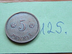 FINNORSZÁG 5 PENNIA 1938  copper  125.