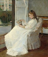 Berthe Morisot - A művész nővére az ablakban - vászon reprint vakrámán