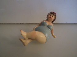 Ceramic - lady sunbathing - figurine - 9 x 6 x 5 cm - German - flawless - kind - charming