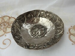 Kézzel kalapált antik ezüst / ezüstözött barokk tál
