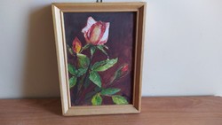 (NBL5) Kis virágfestmény 21x28 cm kerettel