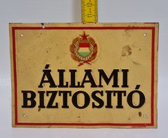 "Állami Biztosító" címeres festett fémtábla (2228)