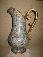 Fischer , füles  váza , rózsa mintás , kézzel festett  aranyozott  , 35 cm