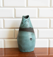 Retro kerámia váza – Fülöp Ildikó iparművész amorf, kék kavics vázája