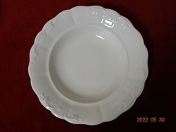 Zsolnay porcelain deep plate, antique, white, printed pattern, diameter 23.5 cm. Jokai.