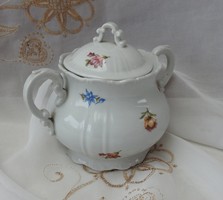 Old baroque small flower pattern zsolnay sugar bowl