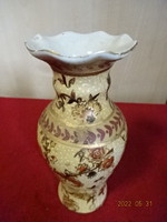 Japán porcelán, antik Satsuma váza, jelzése nyomott bélyegző. Vanneki! Jókai.