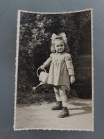 Old children's photo 1943 watering little girl photo
