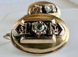 192T. 1 Forintról! Antik Arany (4,4 g) Eredeti Biedermeier Holland Rózsa Gyémántos Fülbevaló!
