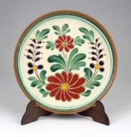 1J108 marked folk motif glazed ceramic plate decorative plate 13.5 Cm