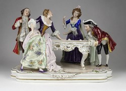 1I446 Régi jelzett Scheibe-Alsbach porcelán szoborcsoport talapzaton