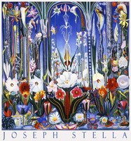Joseph Stella virágok, Itália 1931 festmény művészeti plakátja, színes egzotikus virág kompozíció