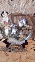 Macskás porcelán dísztányér, cicás falitányér 10 (L2293)