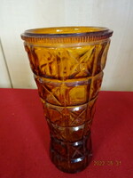 Polish yellow glass vase, height 18.5 cm. He has! Jókai.
