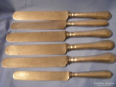 II.világháborús kések 6 db, alpakka ritkaság tiszti evőeszköz kések