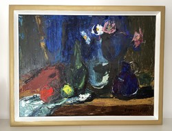 Original 69x89 cm oil painting by László Ridovics (1925-2018)