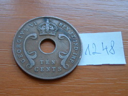 KELET AFRIKA EAST AFRICA 10 CENT 1941 Bronz, George VI #1248