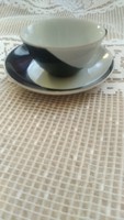 Hollóházi fekete fehér kávés csésze tanyerral