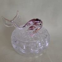 Delfin, üveg, kristály bonbonier