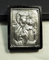 Antique silver icon - Madonna with her baby - wall decoration