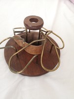 Copper, wood, leather craftsman candlestick