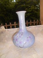 Herendi Bakos Éva Kézzel festett barackvirágos váza 21 cm