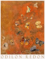 Odilon Redon A pillangók megidézése 1911 szimbolista festmény művészeti plakátja, színes lepkék