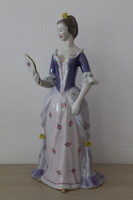 Hollóházi porcelán, barokk nő tükörrel