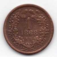 Magyarország 1 magyar krajcár, 1868 KB