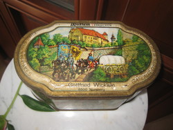 Régi , Nürnbergi  Lebkuchen  , mézeskalácsos  fém doboz  21 x 12 x 10 cm