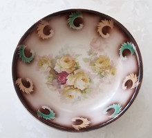 Régi rózsás virágos vintage porcelán tál 23 cm