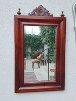 Szép régi fali fa tükör csiszolt üveggel