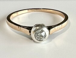 220T. 1 Forintról! Antik Pesti Briliáns (0,2 Ct) Button 14k Arany (1,9 g) gyűrű, jó minőségű kővel!