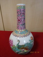 Chinese porcelain vase, pheasant pattern, inscription, height 19 cm. He has! Jókai.