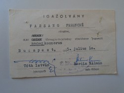 D190600 Törzsgárdajelvény  viselésére jogosult személy  - Igazolvány 1975