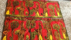 2 darab retro iparművészeti selyem mokett falikárpit falvédő