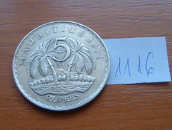 MAURITIUS 5 RÚPIA RUPEES 1991 ELNÖK, Réz-nikkel, átmérő: 31 mm #1116