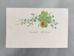 Old embossed postcard postcard ladybug clover forget-me-not