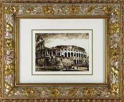 Hollóházi Framed Roman Colosseum in Beautiful Gilded Frame 28 x 33.5 cm