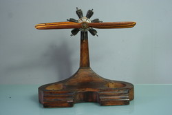 Aviator wwii ornament inkwell made of wood, star engine mockup
