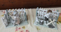 Antique - marked - German lifelike porcelain pair _ Falusi jelenetek
